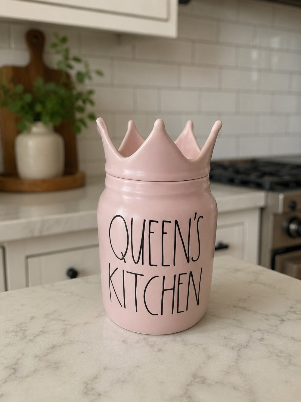 Rae Dunn Pink Queen's Kitchen Canister